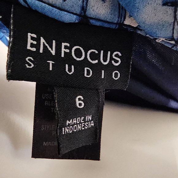 ENFOCUS STUDIO Blue White Striped Floral Sleeveless Chiffon Maxi Dress Womens 6 - Picture 6 of 7